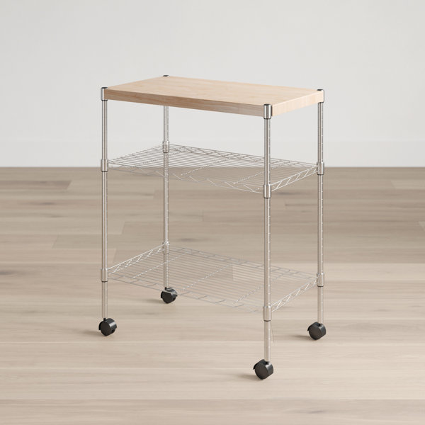 Wayfair Basics® Adjustable Kitchen Cart Manufactured Wood Top & Reviews